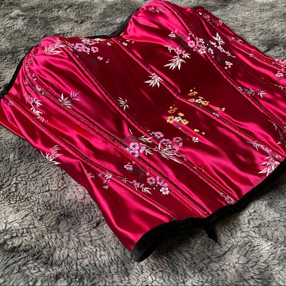 SOLD VTG Floral Brocade Satin Corset - Picture 3 of 13